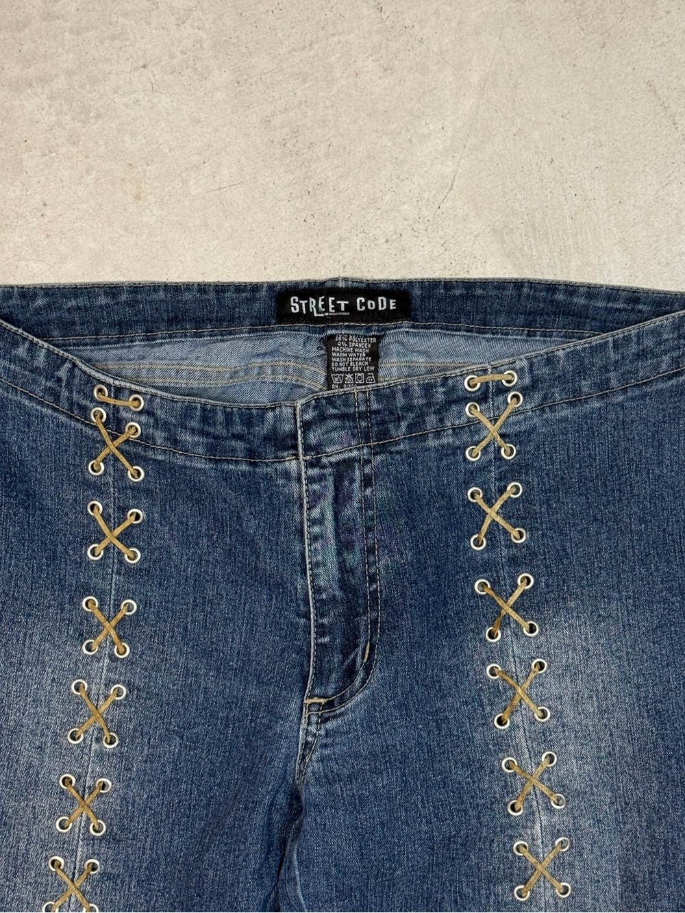 Street Code Corset Lace-Up Flare Jeans - Picture 3 of 7